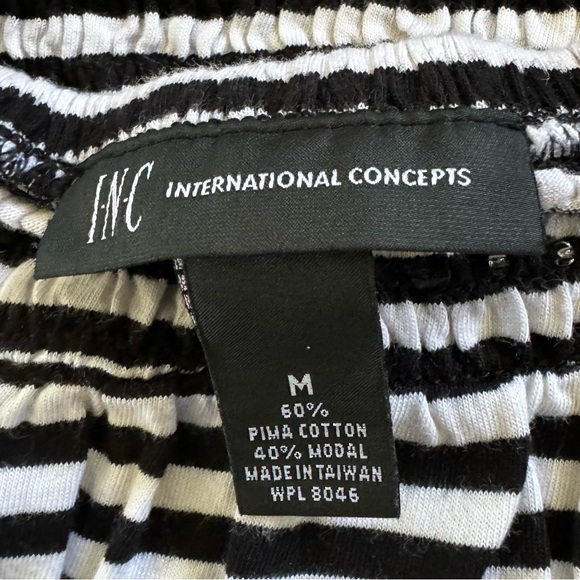 Black-White Stripe Babydoll Blouse Sz M - Picture 12 of 12